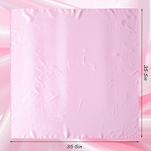 SATINIOR 35 Inch Silky Head Scarf 2 Pcs Large Square Neck Scarf Sleeping Hair Wrapping Satin Bandana for Women - color: Pink, style: Classic