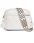 Vantamo Premium Quilted Crossbody Bags for Women with Anti-Pickpocket Clip, Vegan Leather Handbags, Travel Purses for Women - color: Shoulder Bag Snow Jacquard Strap