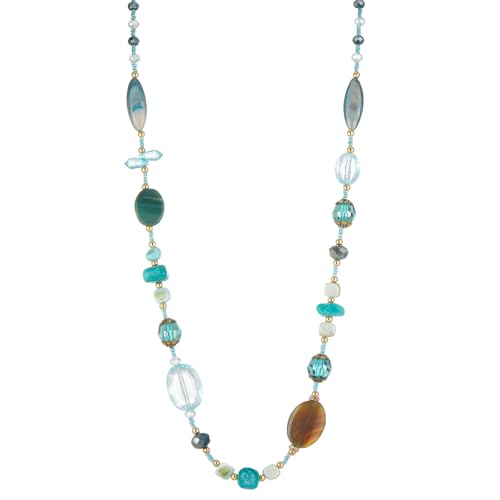 FULU AUTUMN Long Necklaces for Women Trendy Long Chunky Beaded Necklace Boho Fashion Costume Jewelry Mothers Day Gifts for Her - color: Sea green