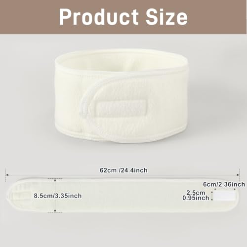 Whaline 4Pcs Spa Facial Headbands Make Up Wrap Head Terry Cloth Headband Soft Adjustable Towel Band for Face Washing Shower Facial Cover Yoga (Beige) - color: Beige