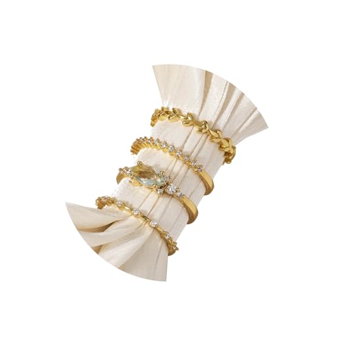 Otxas Dainty Rings for Womem Stackable Ring for Women Size 6-11 Wedding Rings - color: 4PCS, size: 9