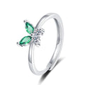 Adjustable Women's Cubic Zirconia Leaf Shaped Ring, 18K Gold-Plated Exquisite Stackable Women's Ring, A Great Gift for Her - color: O