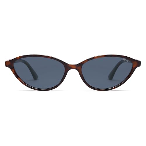 SOJOS Trendy Polarized Oval Sunglasses for Women Retro Chic 90s Shades Lightweight Sunnies SJ2656 - color: Tortoise Frame Grey Lens