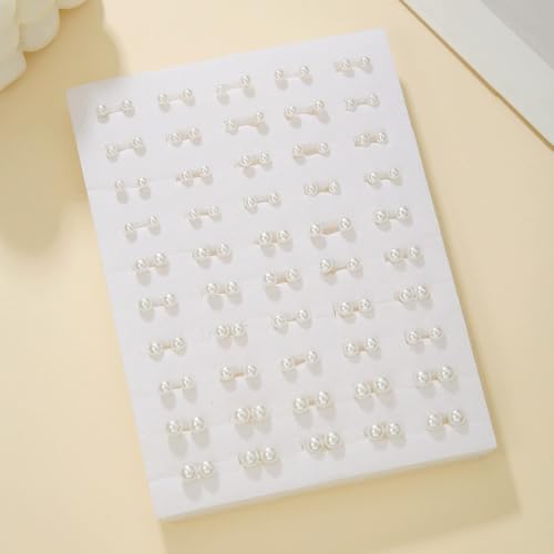 Multi-Color Stud Earrings Set for Women- Several Sizes Colors Rhinestone Faux Pearl Earrings, Daily Wear/Party Jewelry, Hypoallergenic Posts - style: 50 pairs pearl