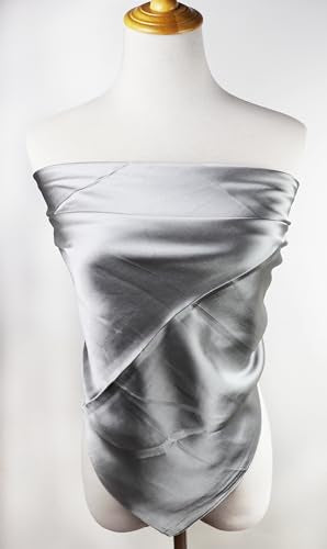 vabovin Satin Head Scarf for Women Solid Color, 35×35 in | Silk Feel Neckerchief, Hair Scarf, Fashion Bandana, Headscarf, Headband, Hair Wrap Sleeping, Daily Fashion Styling - color: 231 Grey