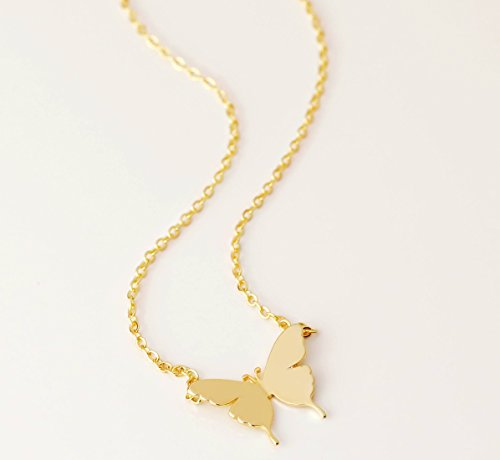 Fettero Animal Necklaces for Women 14K Gold Plated Charm Snake Necklace Elephant Bird Cat Butterfly Pendant Cute Dainty Necklace Jewelry - style: Butterfly C / Gold