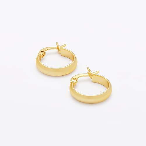 Amazon Essentials 14K Gold or Sterling Silver Plated Polished Dome Hoop - color: Yellow Gold, size: 15 mm