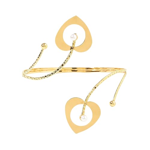 Golden Metal Starfish Seashell Upper Arm Bracelet Flower Charm Bohemia Bracelets for Women Beach Wedding Adjustable Open Cuff Bangle Coil Swirl Armband Party Jewelry - color: Style 02