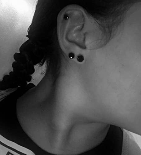 MODRSA Fake Nose Stud Fake Nose Ring Stud Fake Nose Piercing Fake Lip Ring Fake Earrings Stud Silver Gold Fake Cartilage Helix Earring Clip on Earring Hoop Fake Eyebrow Ring Fake Bridge Piercing - color: A2-fake ear stud- black