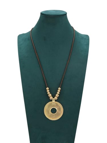 Bohemian Necklaces for Women Long Leather Necklace with Large Pendant Chunky Boho Hippie Jewelry Pendant Chocker Necklace - style: Boho Cord Necklace
