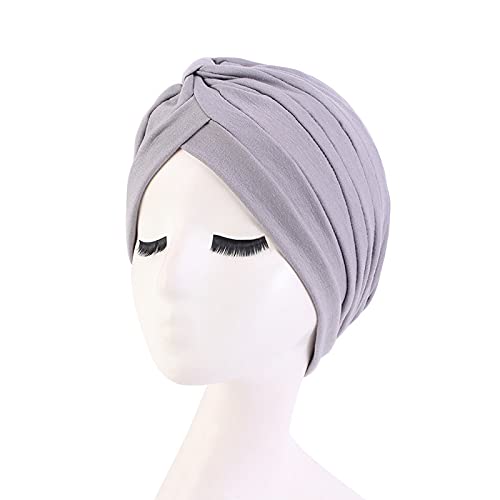 beauty YFJH Women's Cotton Turban Head Wrap Cancer Chemo Beanies Cap Headwear Cap Bonnet Hair Loss Hat - color: Gray