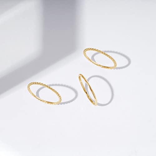 Amazon Essentials 14K Gold or Rhodium Plated Sterling Silver Stacking Ring Set of 3 - color: Yellow Gold, size: 8