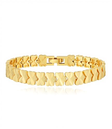 Tennis Mesh Bracelet 14K Gold/Sterling Silver Plated Copper Dainty Adjustable Heart Clover Butterfly Charm Hand Bracelets for Women Brides Stackable Fashion Jewelry Wedding Prom Gift - style: B-GD