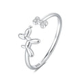 Rings for Women Butterfly Ring 925 Sterling Silver Rings Adjustable Promise Open Ring for Women Couple Wedding Engagement Jewelry Gifts - style: Balloon Dog Open Ring