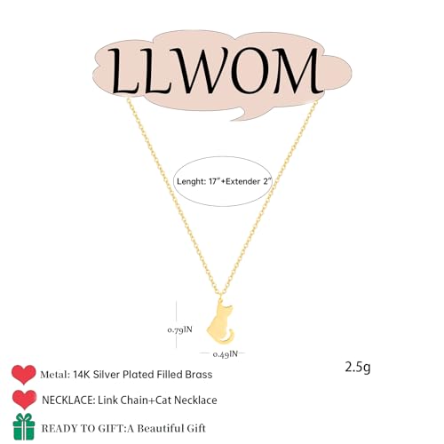 LLWOM Gold Necklace for Women-14k Gold Plated Infinity Necklace Star Of David Necklace Evil Eye Cross Pendants Heart Dainty Gold Necklace For Women - color: Gold, style: Cat Necklace