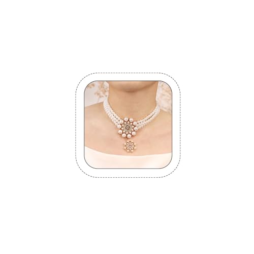 Bethynas Boho Layered Pearl Rhinestones Choker Necklace Vintage Chunky Pearl Crystal Pendant Short Necklace Chain Bridal Prom 1920s Costume Party Jewelry for Women - color: Pearl 4