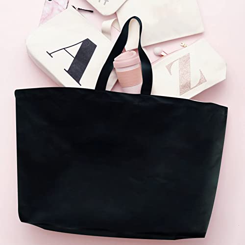 Large Canvas Tote Bag-Extra Big Shopping Beach Totes Bags Reusable Largest Grocery Plain Solid Bag 28"x8"x16" - color: Black