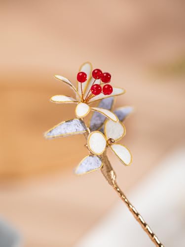 Velvet Morning Glory Hairpin Chinese Hanfu and Han Style Hair Retro Flower with Metal Handmade Hair Clip Hair Accessories for Women Girls Long Hair (Velvet Morning Glory) - color: Velvet Morning Glory