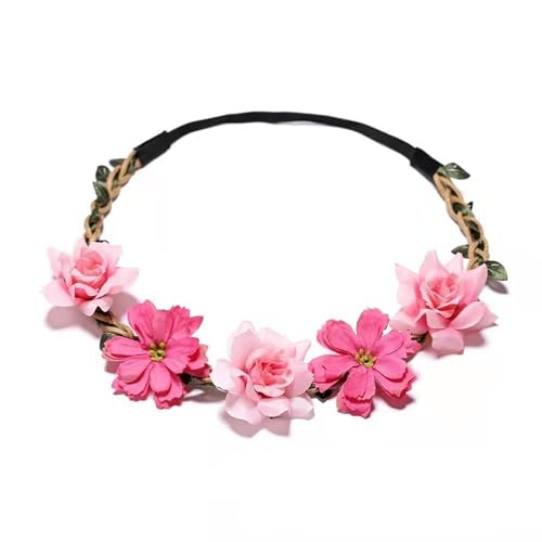 4 Pack Bohemian Flower Crowns - Adjustable Floral Headbands for Women, Bridesmaids Accessories with Silk Flowers for Weddings & Festivals