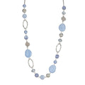BULINLIN Beaded Long Necklace for Women Silver Sweater Chain Necklace with Crystal Resin Beads, Fashion Jewelry Necklace - color: Light blue