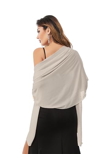 Shawls and Wraps for Evening Dresses Sheer Chiffon Women Elegant Soft Silky Sparkly Wedding Bridal Scarf - color: Champagne C