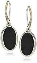 Nine West Women's Drop Earrings, Fashion Jewelry Accessories for Everyday and Special Occasion Wear, Lightweight Statement Earrings for Day and Evening Looks - color: Jet Oval - Silver