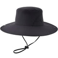 Wide Brim Nylon Sun Hat for Men Women Premium Packable Outdoor Fishing Hiking Hat Breathable Vent Holes Foldable for Beach - color: Black