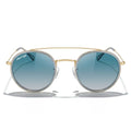 MERRY'S Retro Round Polarized Sunglasses - Unisex Double Bridge Sun Glasses - color: Tra Gray Frame/Gold Bridge/Green Gradient Lens