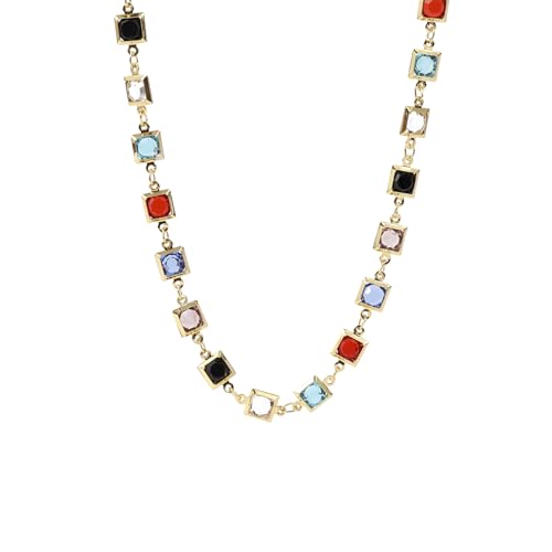 Beaded Choker Necklaces for Women 18k Gold Plated Dainty Gold Choker Necklaces for Women - style: big square cz choker