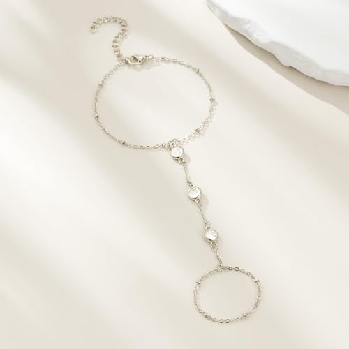 choice of all Hand Chain Bracelet Gold Finger Ring Bracelet Hand Chain for Women Trendy Birthday Jewelry Gifts - color: A8:Hand Chain Bracelet-silver