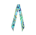 JERLA 100% Mulberry silk Scarf bag scarf Head Hair Ribbon Handbag Handle wrap Tie Bundle Neckerchief Scarf for women - color: Green Checkerboard