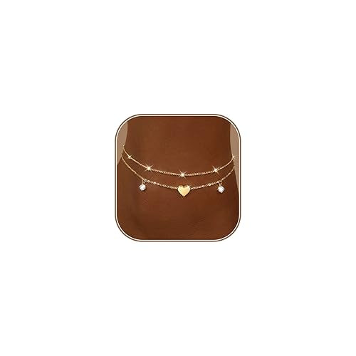 Gold/Sterling Silver Anklet Bracelets for Women Waterproof, Non Tarnish 925 Sterling Sliver Plated Heart Evileye Butterfly Charm, Dainty Summer Beach Anklets for Women, Beach Vacation Bikini Outfits for Her Mom - style: Heart-Gold
