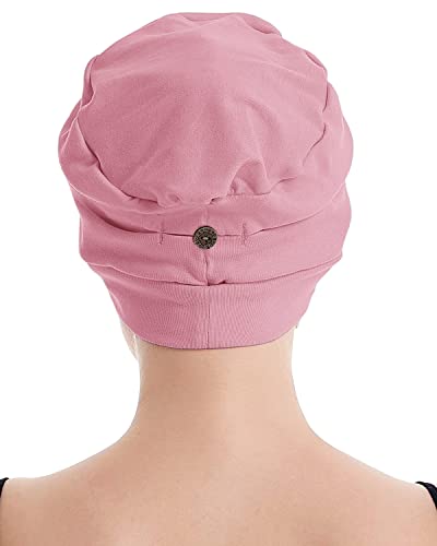 osvyo Cotton Chemo Turbans for Women Cancer Hairloss hat - Cotton Lightweight Headwear Sealed Packaging - color: Cotton Almond Pink