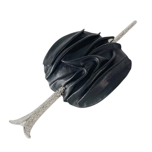 Leather Hair Stick Bun Hairpin Black Retro Hair Pin Women Headdress for Ponytail and Chignon Styling