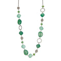 BULINLIN Beaded Long Necklace for Women Silver Sweater Chain Necklace with Crystal Resin Beads, Fashion Jewelry Necklace - color: 53-Dark light jade green