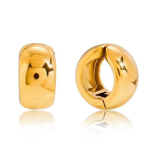 Ear Cuffs Non Piercing - Chunky Gold Ear Cuff Clip on Cartilage Earrings Non Tarnish Fake Earrings No Pierced Fashion Accessories Trendy Gold Jewelry Gifts - style: Gold-Middle