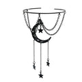 Dainty Black Upper Arm Cuff Bracelet for Women, Gothic Halloween Sexy Lace Harness Armlet Adjustable Upper Arm Chain Bangle Arm Band for Women - color: Moon
