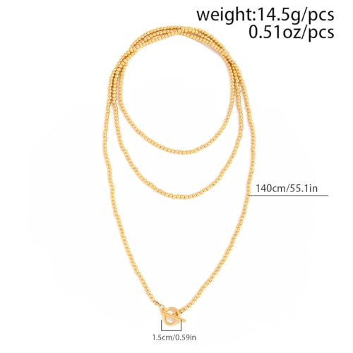 Statement Long Necklaces for Women Vintage Layered Beaded Long Chain Necklaces Boho Y Shaped Tassel Long Pearl Necklace Statement Bead Necklace Jewelry Gift for Women - style: Silver OT