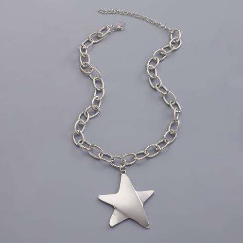 Chunky Necklace for Women Big Star Necklaces for Women Trendy Large Statement Necklace Thick Chain Bold Chunky Jewelry Star Accessories Boho - style: 1 - S