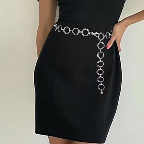 Punk Gothic Body Waist Chain Set for Women Gold Waist Belt Keychain Rocker Chic Hip Chain Boho Festival Accessory Edgy Y2K Heart Chains Silver