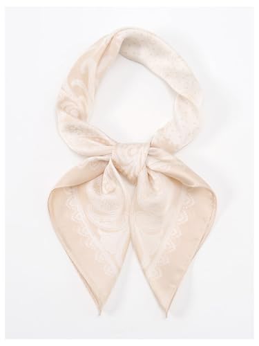 SweatyRocks Women's Printed Satin Hair Scarf Neckerchief Square Scarf Bandanas Head Wraps - color: Apricot Paisley