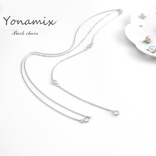 YONAMIX Back Chain for Backless Dress Body Jewelry for Women | Long Back Necklace Body Chains Accessories - color: A Silver