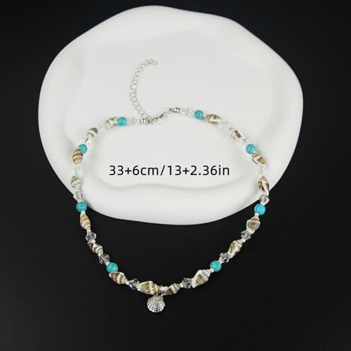 Shell Starfish Necklace for Women Pearl Beach Boho Layered Necklace Charm Accessories Summer Vacation Outfit 2026 - color: H:ocean starfish necklace