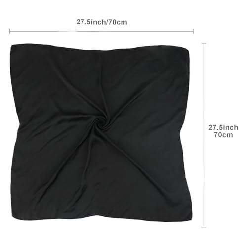 vimate Head Scarf for Women Hair 27'' Square Satin Silk Feeling Bnadana Neck Scarf Handbag Accessories Etc - color: C39#. Black