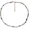 Simple Choker Necklace for Women Real Stone and Crystals Necklaces 4mm Beaded Choker Jewelry Meditation Gift for Women (16"+2") - style: Fluorite