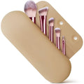 Silicone Makeup Brush Holder Travel – Stylish Silicone Make Up Bag 8.3 in, Travel Makeup Bag for Brushes, Easy-to-Clean Waterproof Case, Fits Purse or Tote, Magnetic Clips, Sturdy Brush Organizer - color: Beige Silicone Makeup Brush Holder