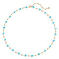 Created Turquoise Necklace for Women 14K Gold Plated Beaded Heart Choker Boho Necklaces Handmade Beach Summer Everyday Western Jewelry Gifts - color: Gold Chain, style: Two-Toned Beaded