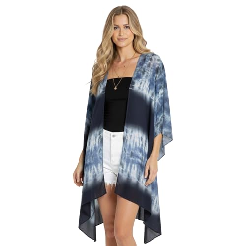 Kimonos for Women Casual Swimsuit Coverup Lightweight Boho Kimono Cardigans for Summer - color: Rz-navy Tie Dye