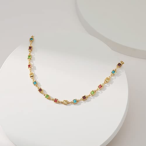 Beaded Choker Necklaces for Women 18k Gold Plated Dainty Gold Choker Necklaces for Women - style: square cz choker