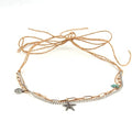 Hat Band for Cowboy Cowgirl, Turquoise Hand Made Replaceable Beaded Belt for Panama Fedora - color: Silver Starfish